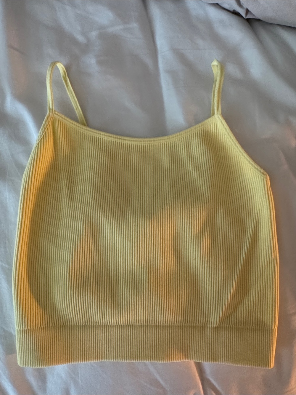 Zenana Butter Yellow Ribbed Crop Cami